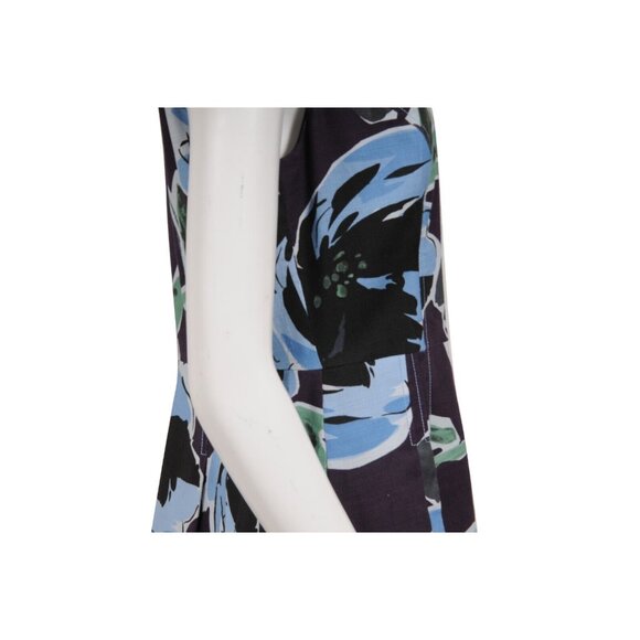 Carolina Herrera Womens Floral Collared Button Down Midi Dress US 14 Purple Blue - Picture 8 of 13